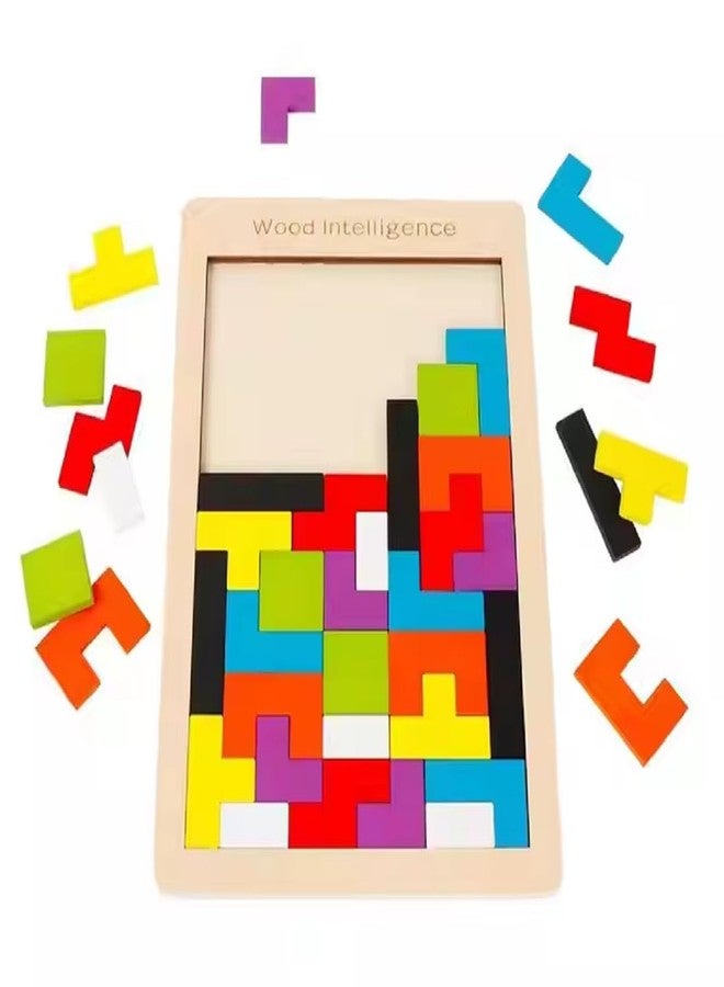 BLAGO 40 Pcs Brain Teasers Wooden Puzzles Brain Toy Colorful Jigsaw Game Wood Puzzles Montessori Intelligence Educational Gift Wooden Brain Teaser Jigsaw Puzzle - Image 2